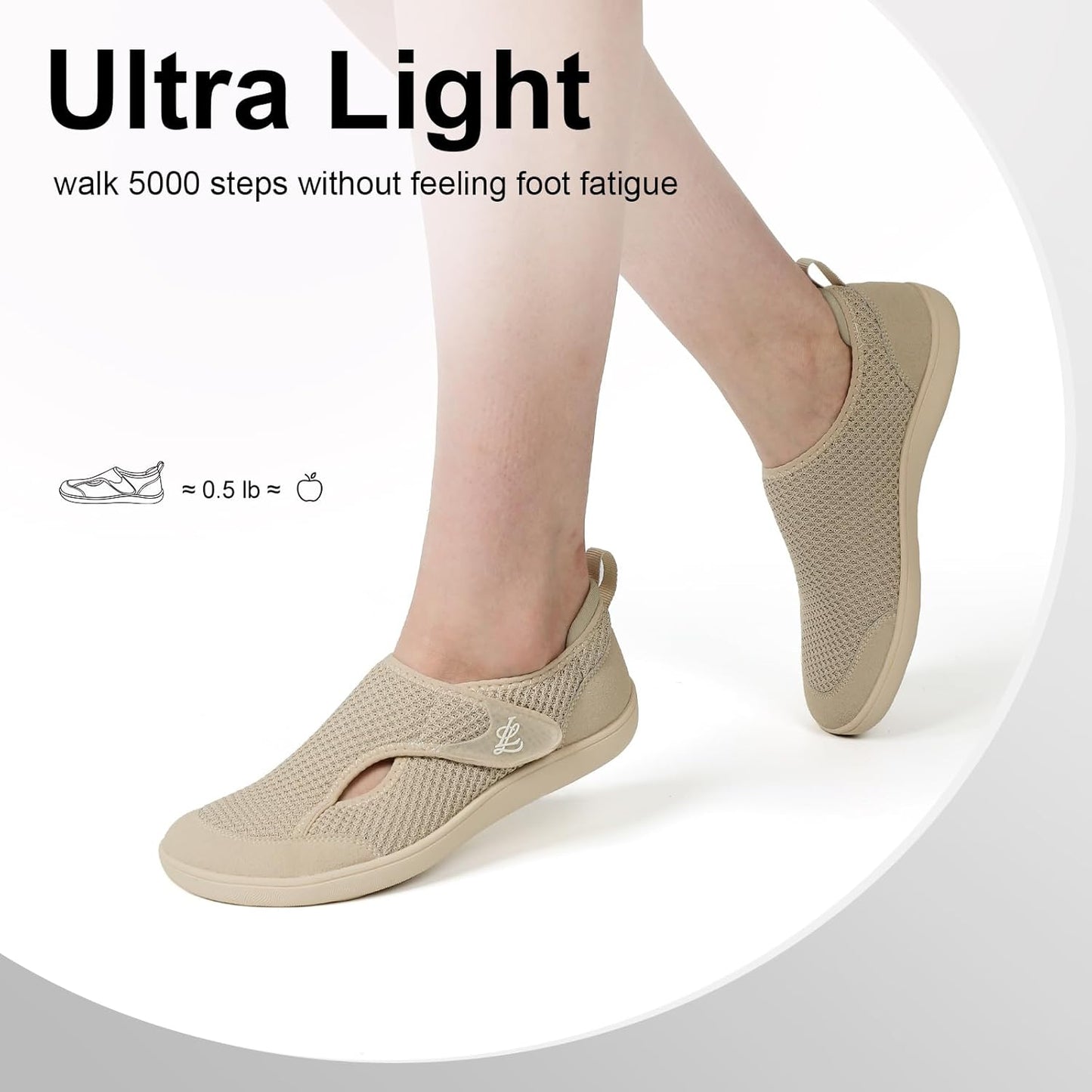 LeIsfIt Women's Wide Diabetic Adjustable Walking Shoes