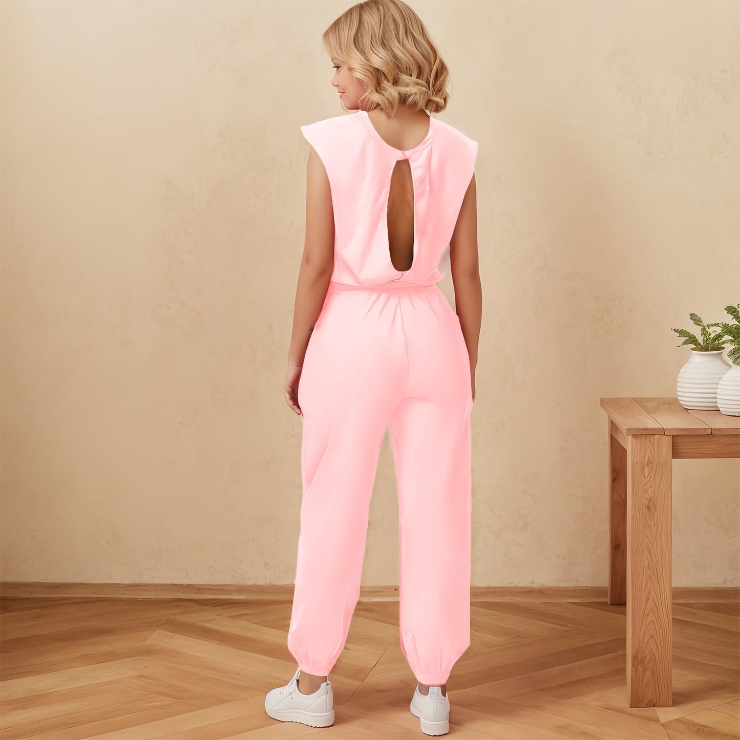 Girls Casual Jumpsuit – Crew Neck Romper with Pockets