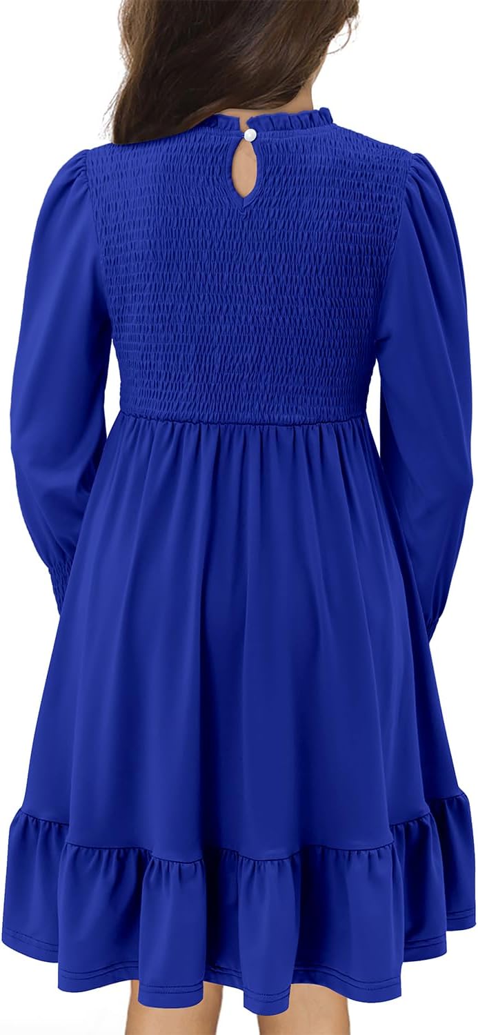 Yoklass Girls' Smocked Puff Sleeve Dress