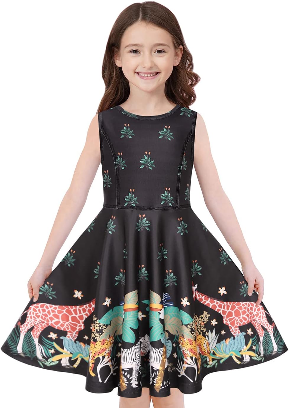 Quedoris Girls' Unicorn Print Twirly Dress