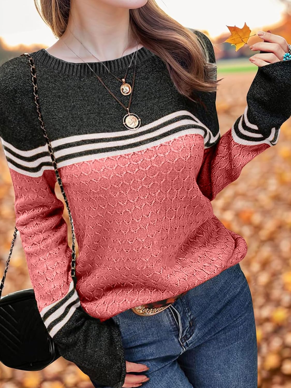 Girls' Color Block Striped Sweater