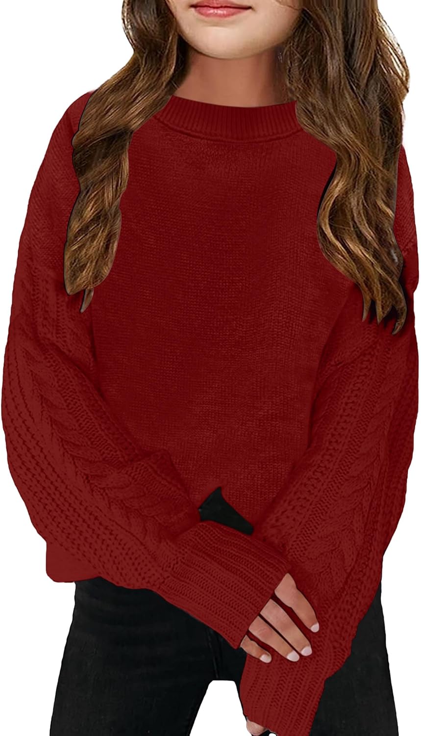 Girls' Crewneck Chunky Knit Sweater