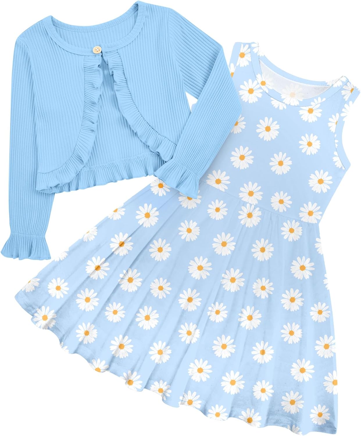 Toddler Girls' 2-Piece Dress & Ruffle Cardigan Set