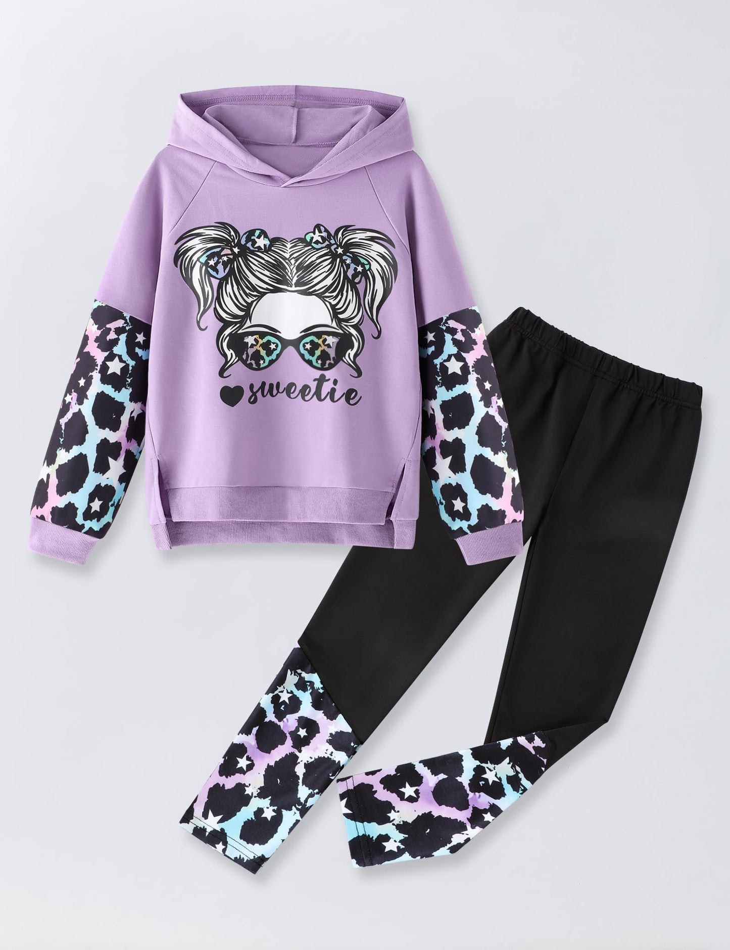 Girls' 2-Piece Tie Dye Hoodie & Leggings Set
