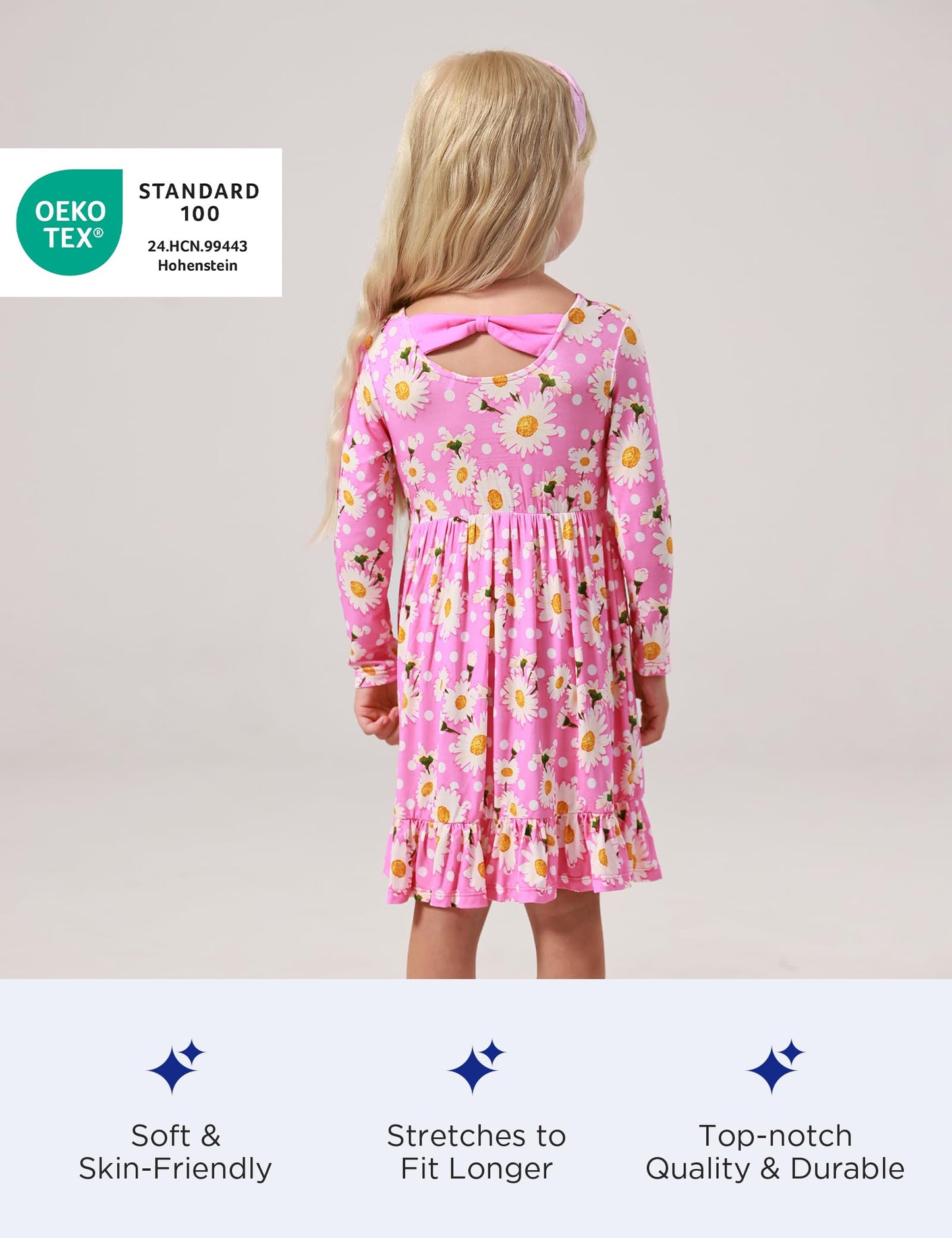Bamboo Viscose Girls' Long Sleeve Twirl Dress