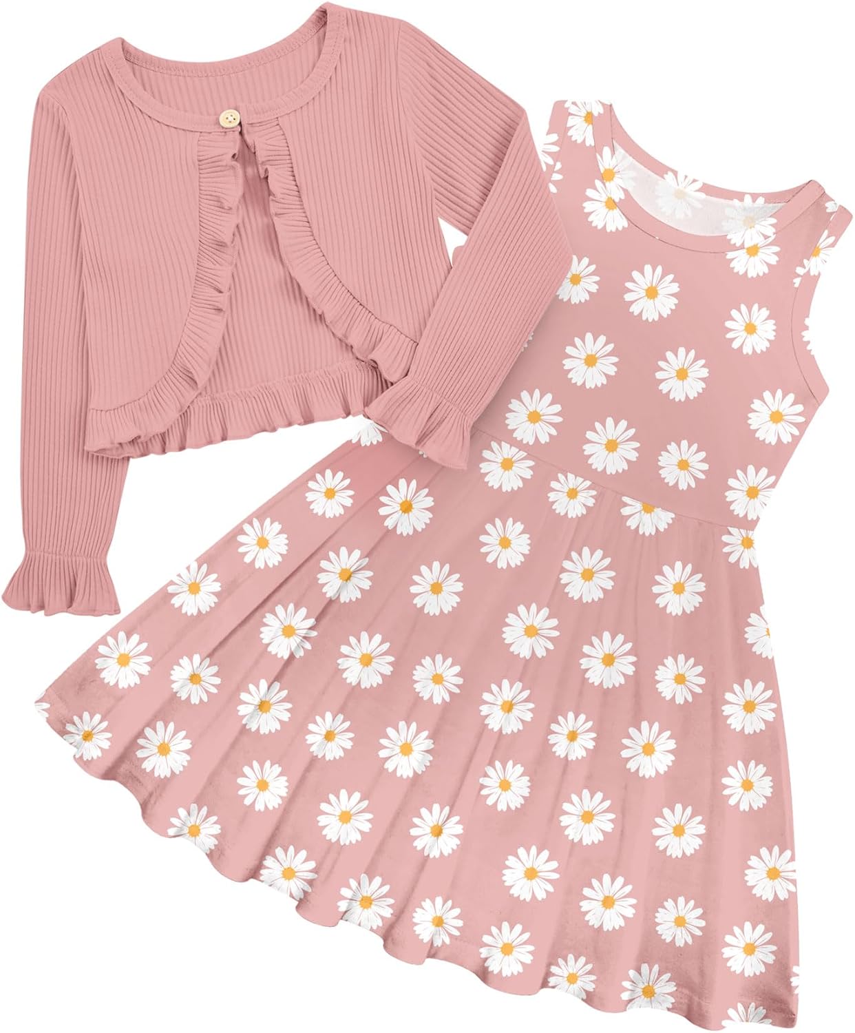 Toddler Girls' 2-Piece Dress & Ruffle Cardigan Set