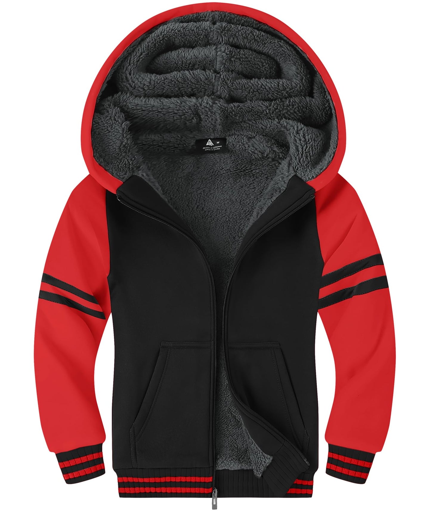 ZITY Boys' Sherpa Lined Zip-Up Hoodie