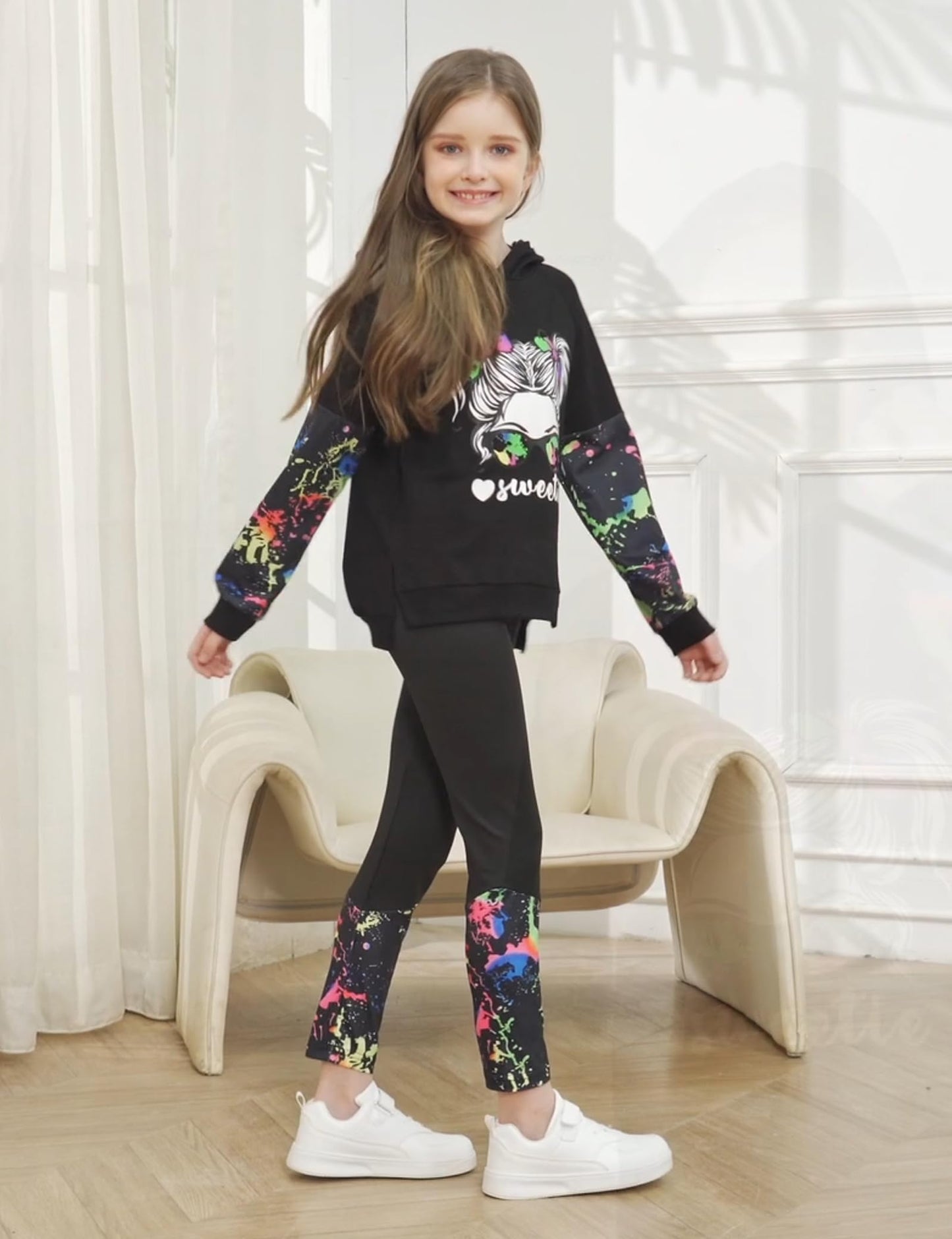 Girls' 2-Piece Tie Dye Hoodie & Leggings Set