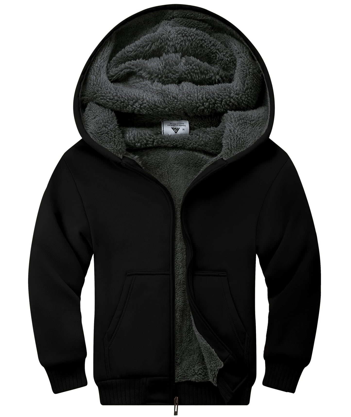 ZITY Boys' Sherpa Lined Zip-Up Hoodie