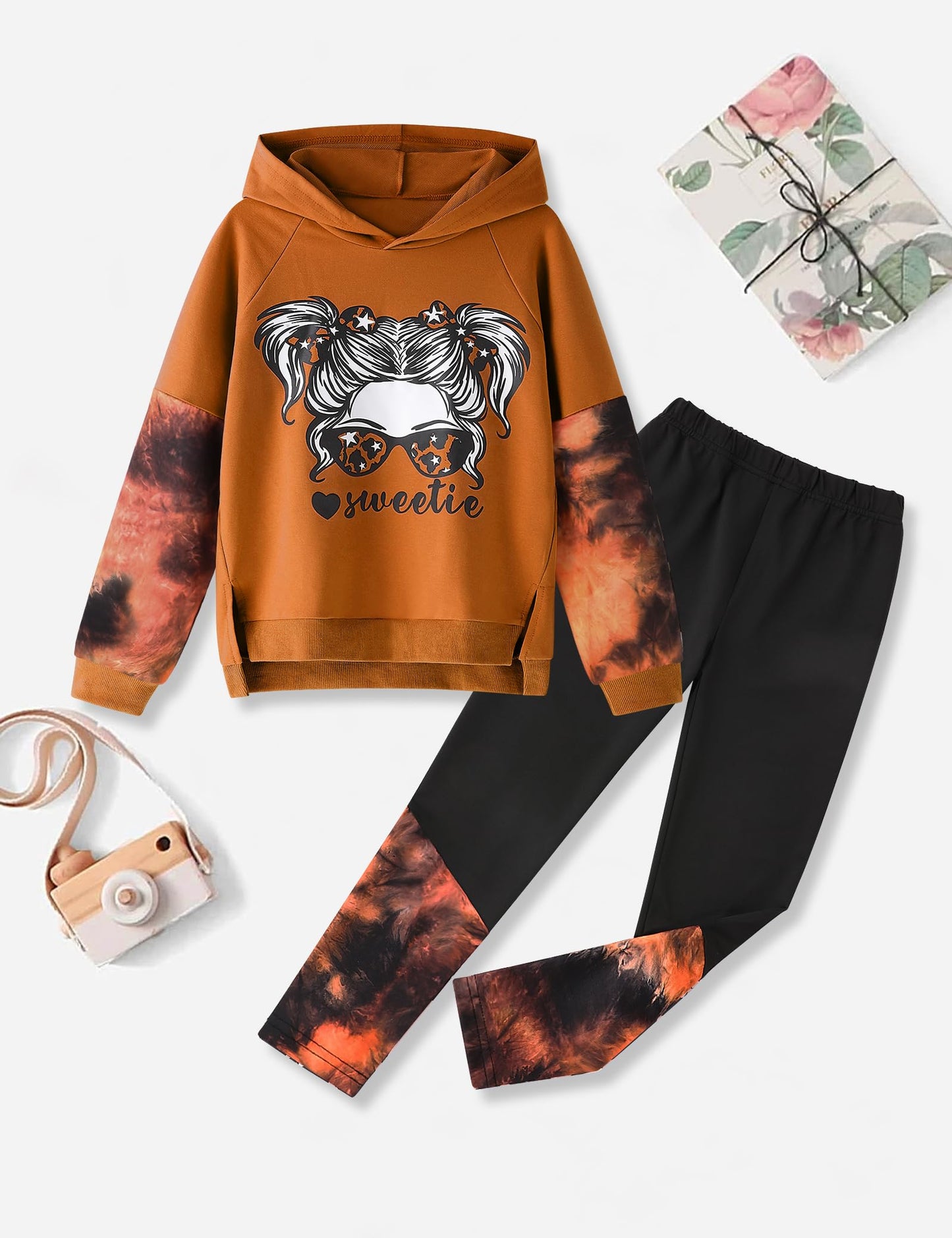Girls' 2-Piece Tie Dye Hoodie & Leggings Set
