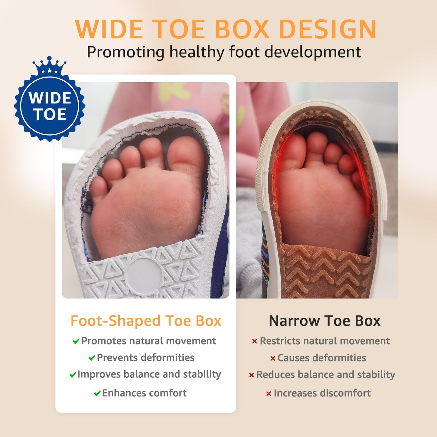 Toddler Boys' Wide Toe Barefoot Walking Shoes