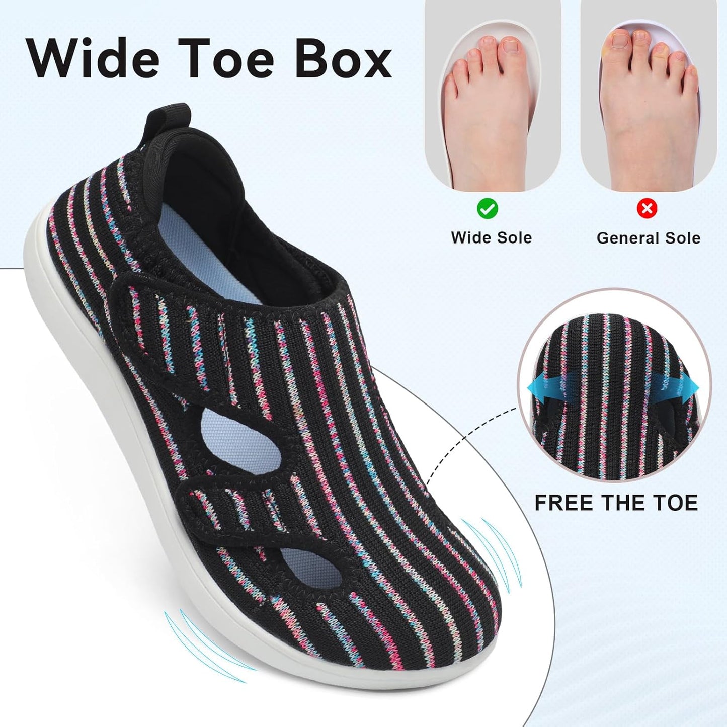 LeIsfIt Women's Extra Wide Diabetic Walking Shoes
