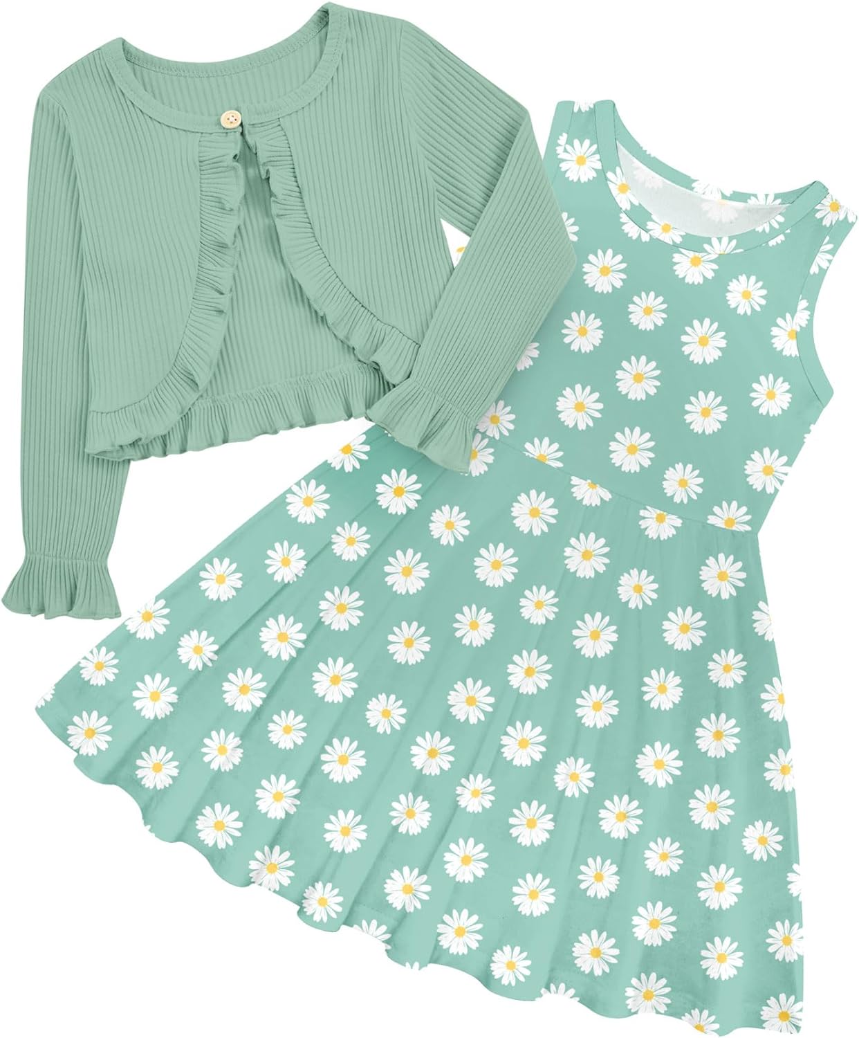 Toddler Girls' 2-Piece Dress & Ruffle Cardigan Set