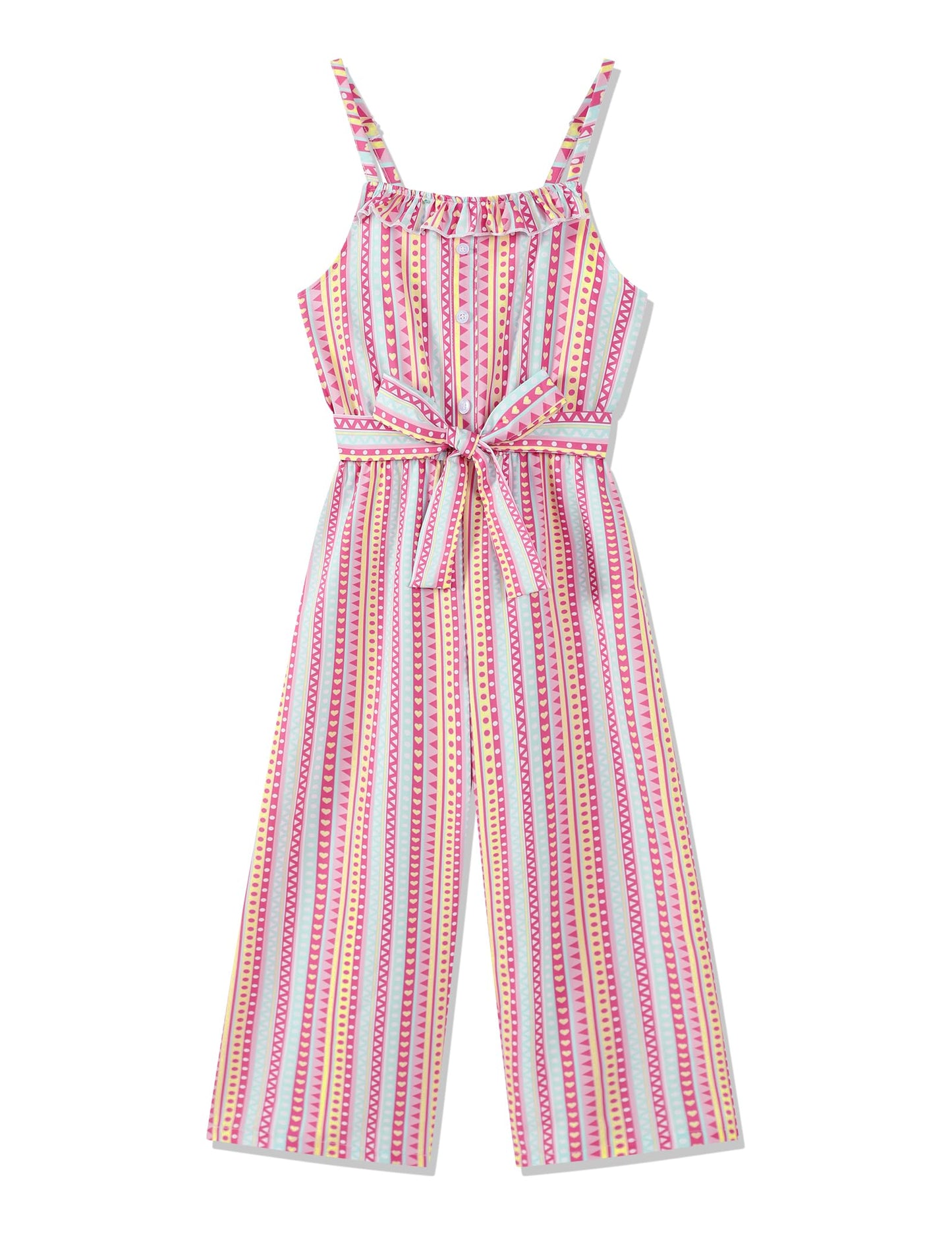 Crazyme Girls Striped Sleeveless Jumpsuit
