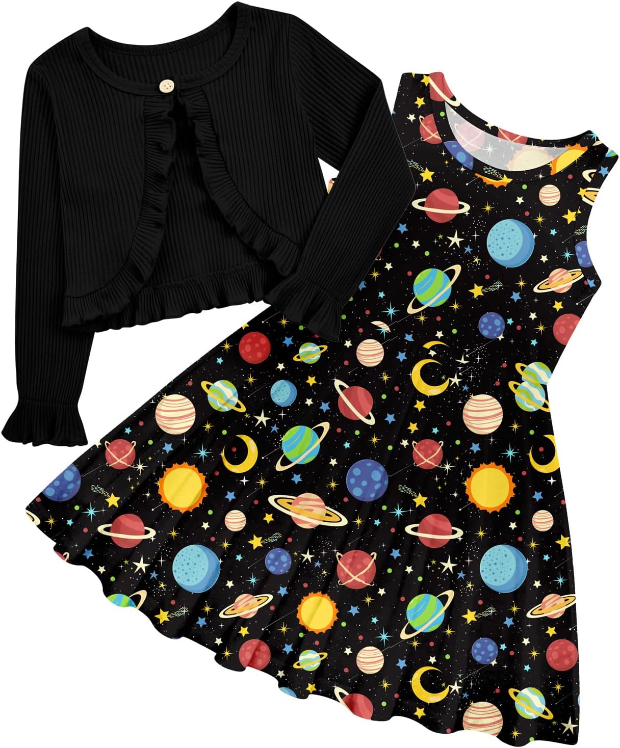 Toddler Girls' 2-Piece Dress & Ruffle Cardigan Set