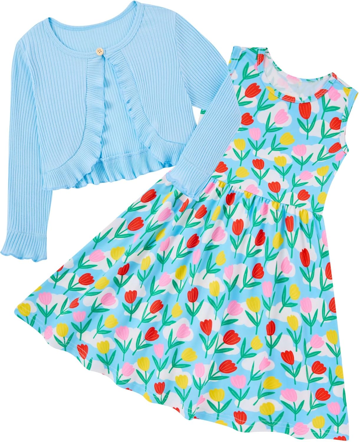 Toddler Girls' 2-Piece Dress & Ruffle Cardigan Set