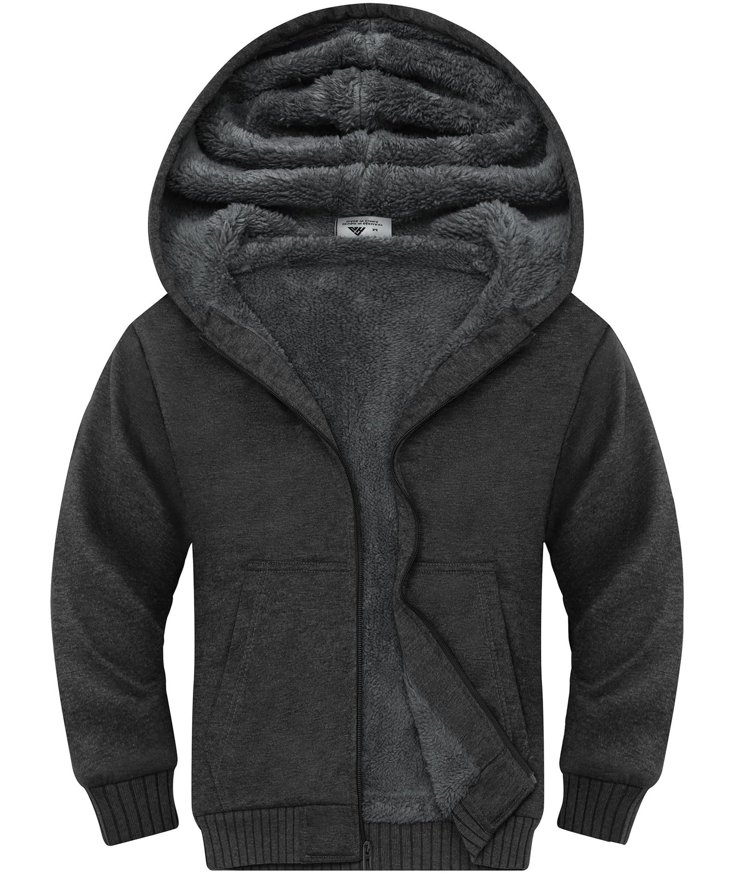 ZITY Boys' Sherpa Lined Zip-Up Hoodie