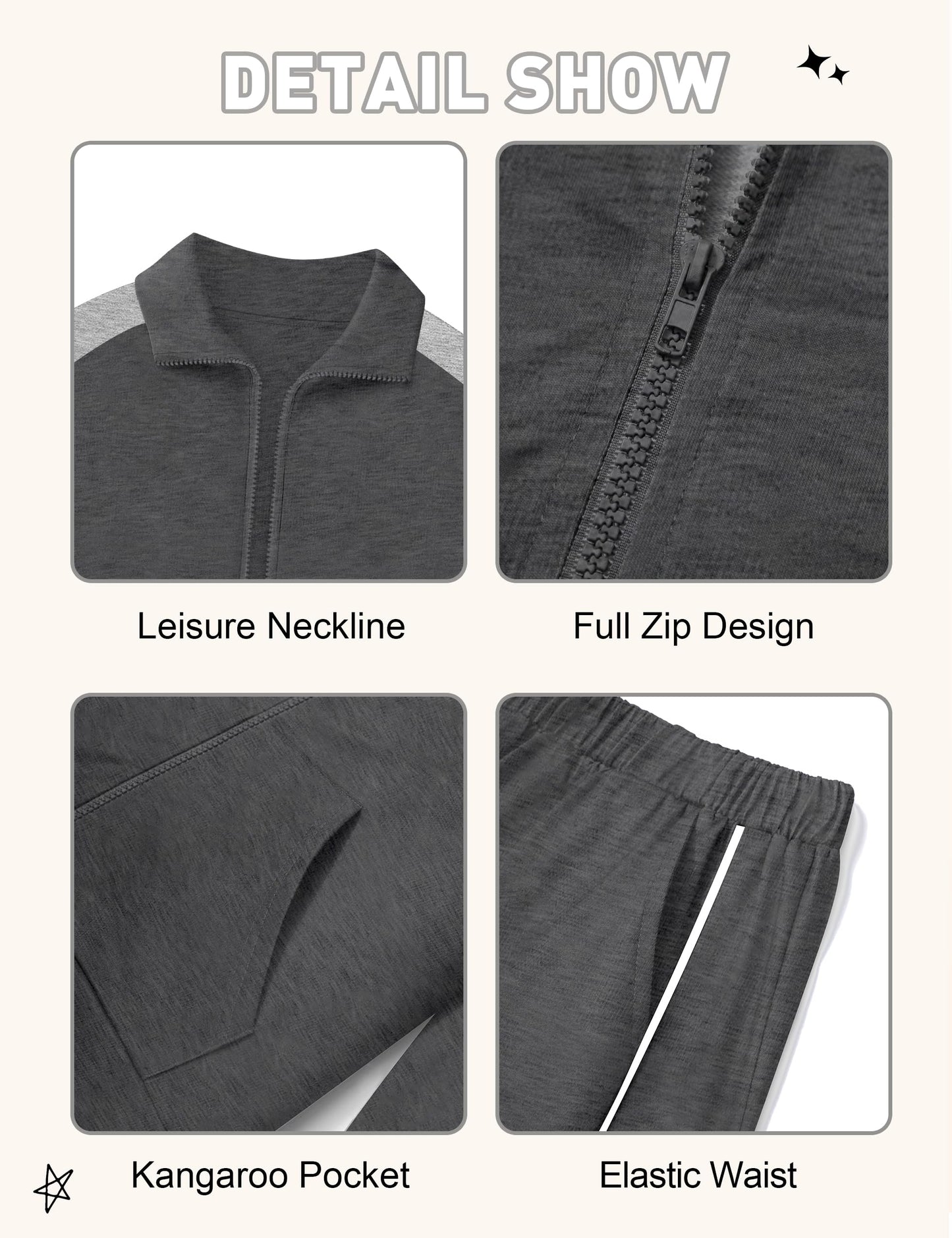 NECIOUS Boys' Zip-Up Jacket & Sweatpants Set