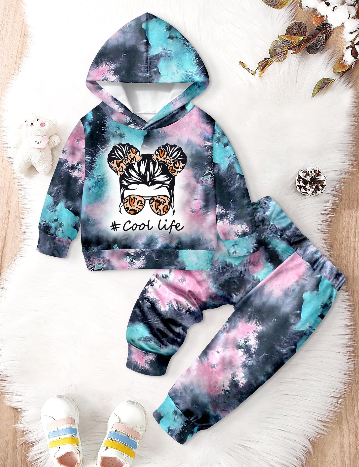 Toddler Girls' 2-Piece Tie Dye Sweatshirt & Pants Set