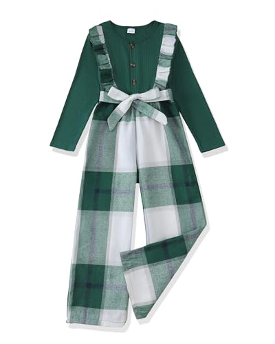 Girls Ruffle Sleeve Jumpsuit – Belted Wide Leg Romper