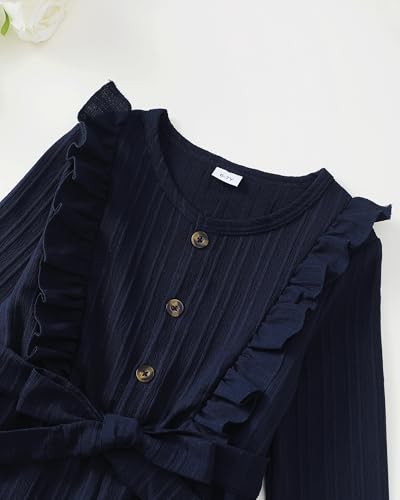 Girls Ruffle Sleeve Jumpsuit – Belted Wide Leg Romper
