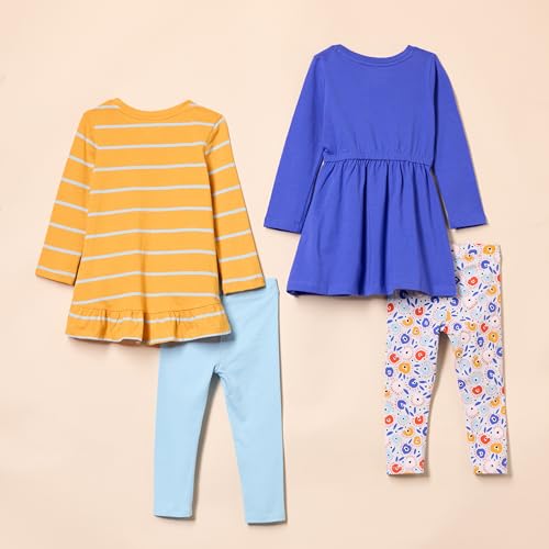 Amazon Essentials Girls' 4-Pack Long-Sleeve Outfit Set