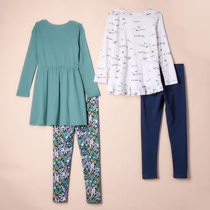 Amazon Essentials Girls' 4-Pack Long-Sleeve Outfit Set