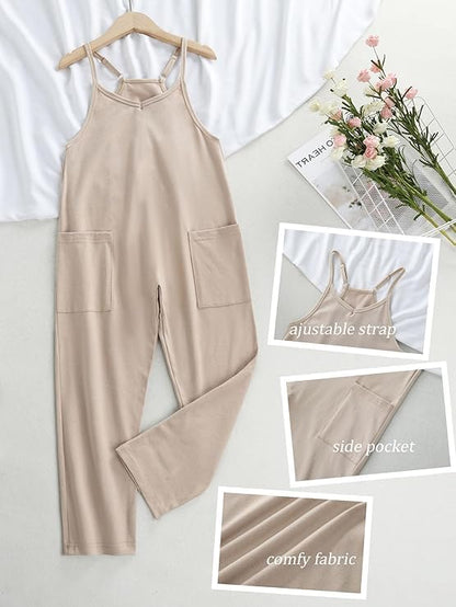 Girls Casual Sleeveless Jumpsuit – Spaghetti Strap Overalls