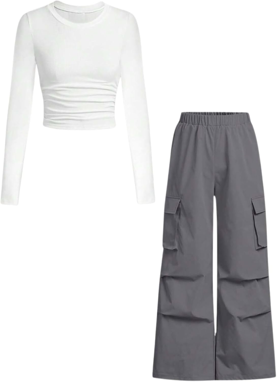 Tween Girls' 2-Piece Long Sleeve Top & Cargo Pants Set