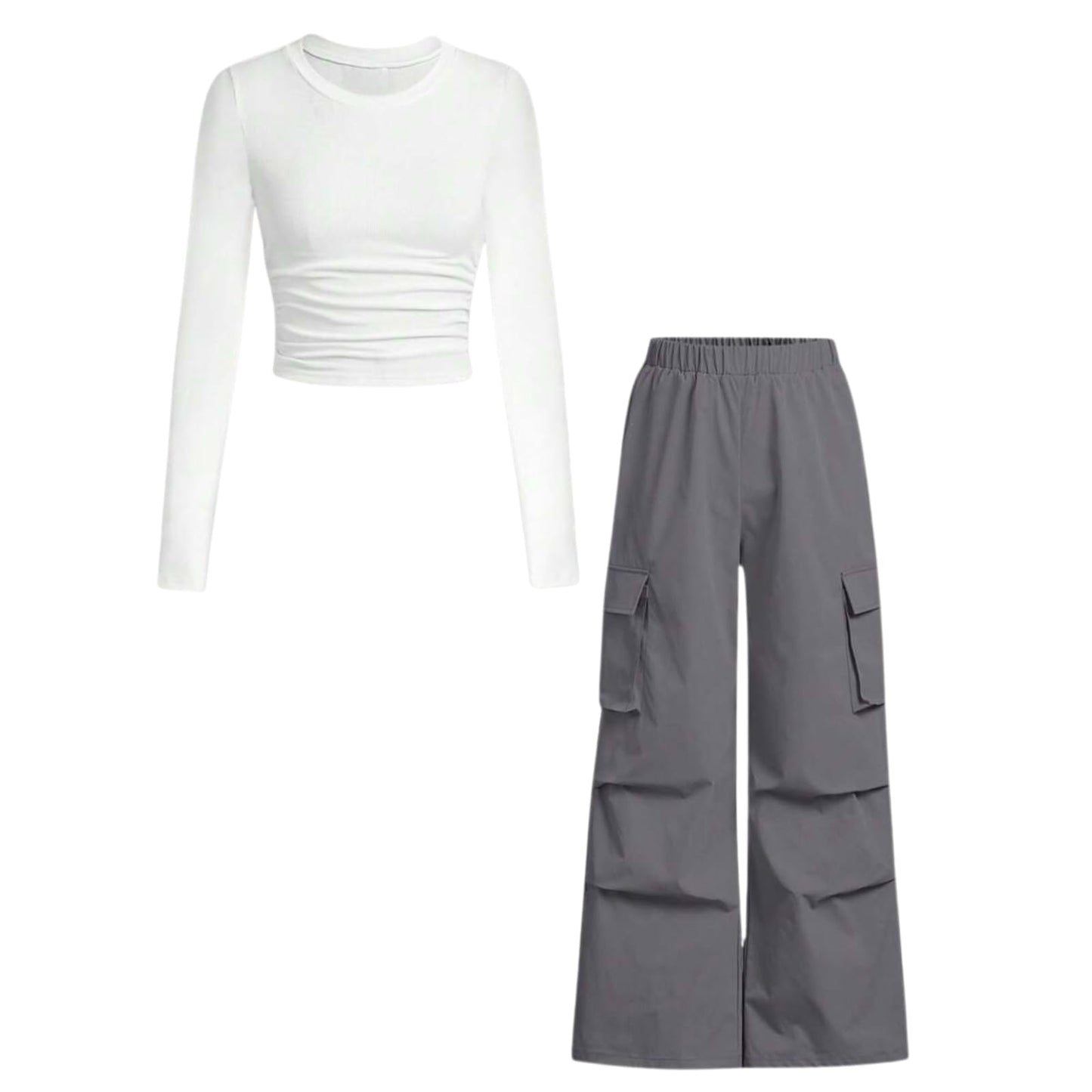 Tween Girls' 2-Piece Long Sleeve Top & Cargo Pants Set