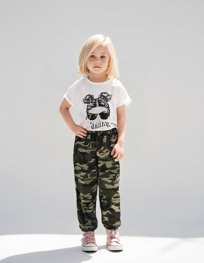 Toddler Girls' 2-Piece Top & Camo Pants Set