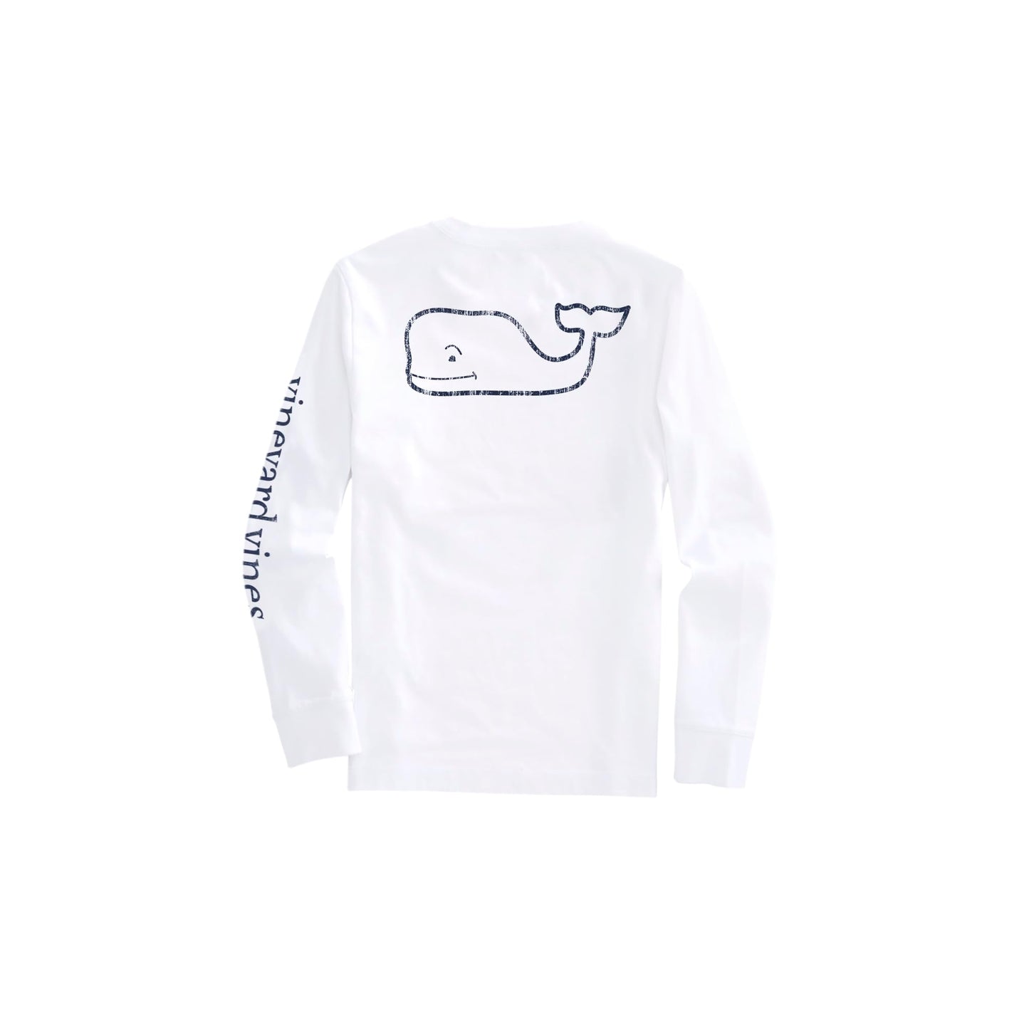 vineyard vines Girls' Vintage Whale Long-Sleeve Pocket Tee