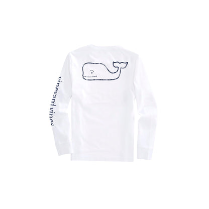 vineyard vines Girls' Vintage Whale Long-Sleeve Pocket Tee