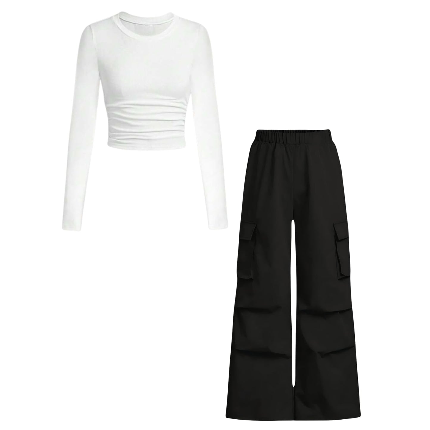 Tween Girls' 2-Piece Long Sleeve Top & Cargo Pants Set