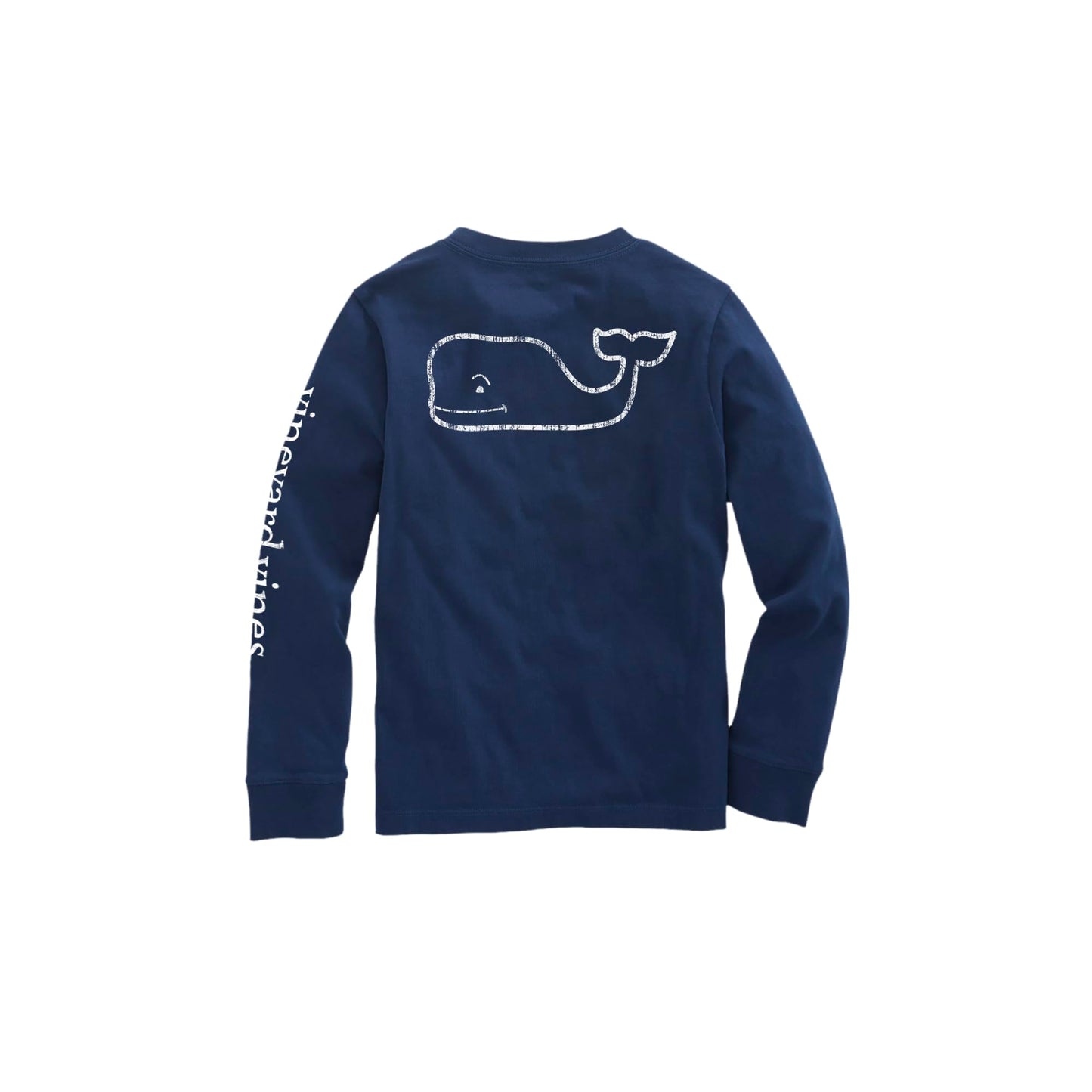 vineyard vines Girls' Vintage Whale Long-Sleeve Pocket Tee
