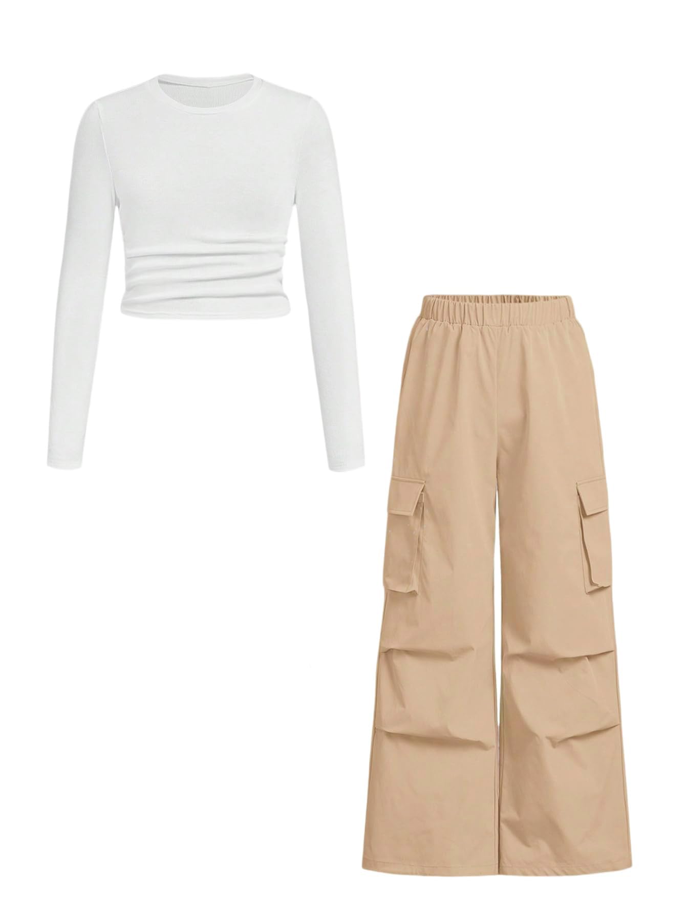 Tween Girls' 2-Piece Long Sleeve Top & Cargo Pants Set