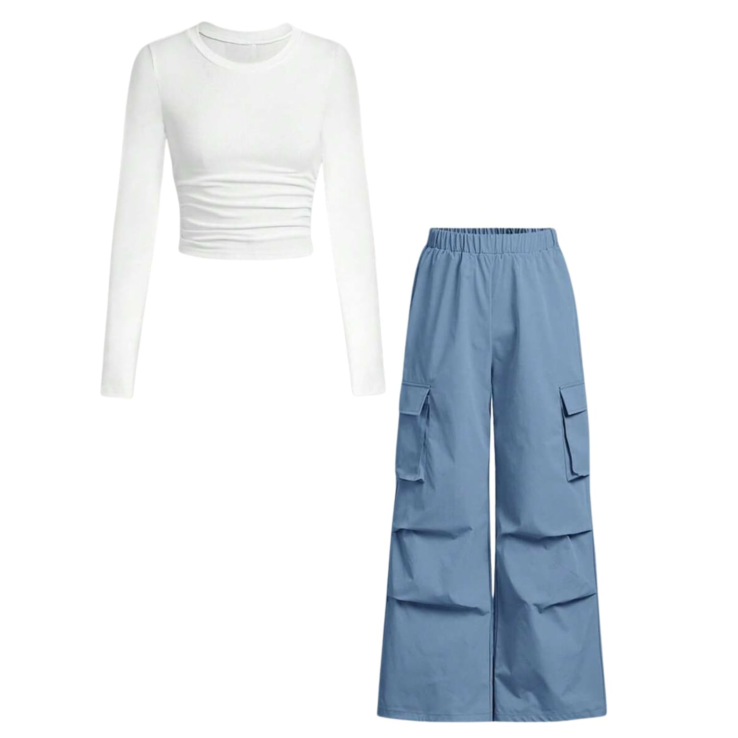 Tween Girls' 2-Piece Long Sleeve Top & Cargo Pants Set