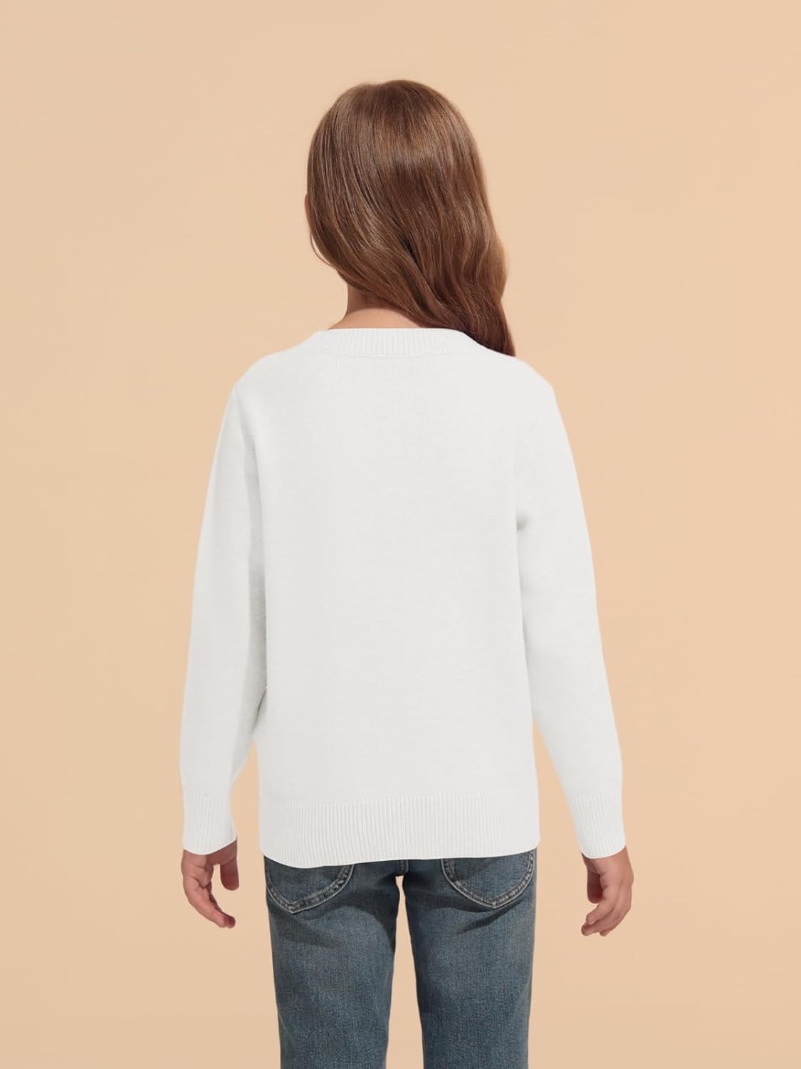 Haloumoning Girls' Crewneck Pleated Knit Sweater