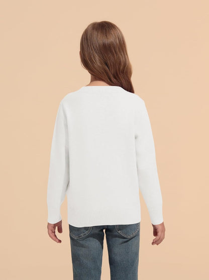 Haloumoning Girls' Crewneck Pleated Knit Sweater