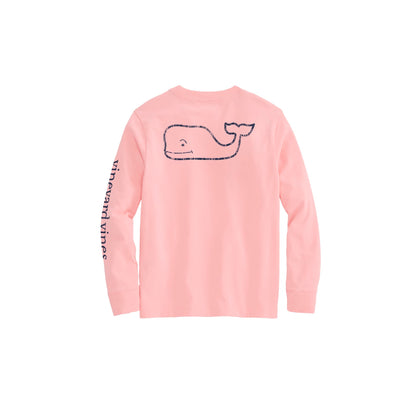 vineyard vines Girls' Vintage Whale Long-Sleeve Pocket Tee
