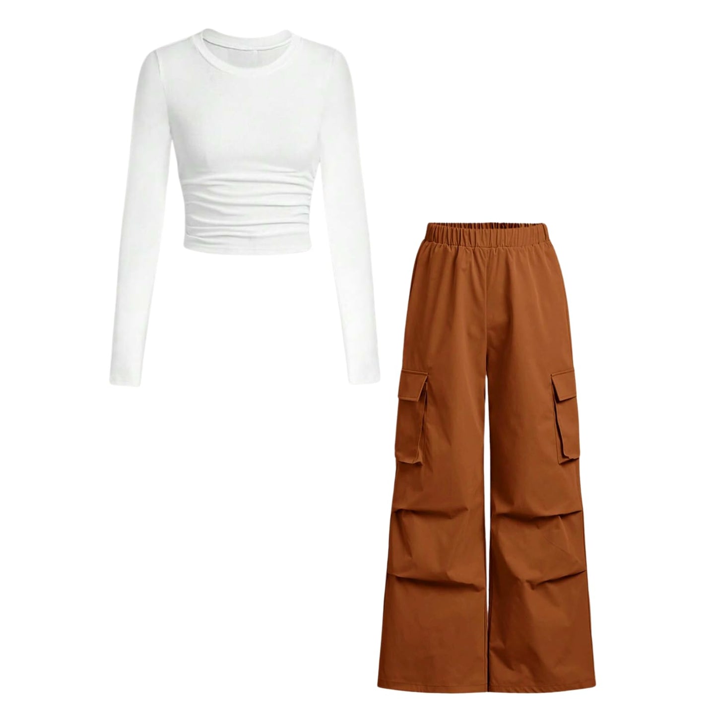 Tween Girls' 2-Piece Long Sleeve Top & Cargo Pants Set
