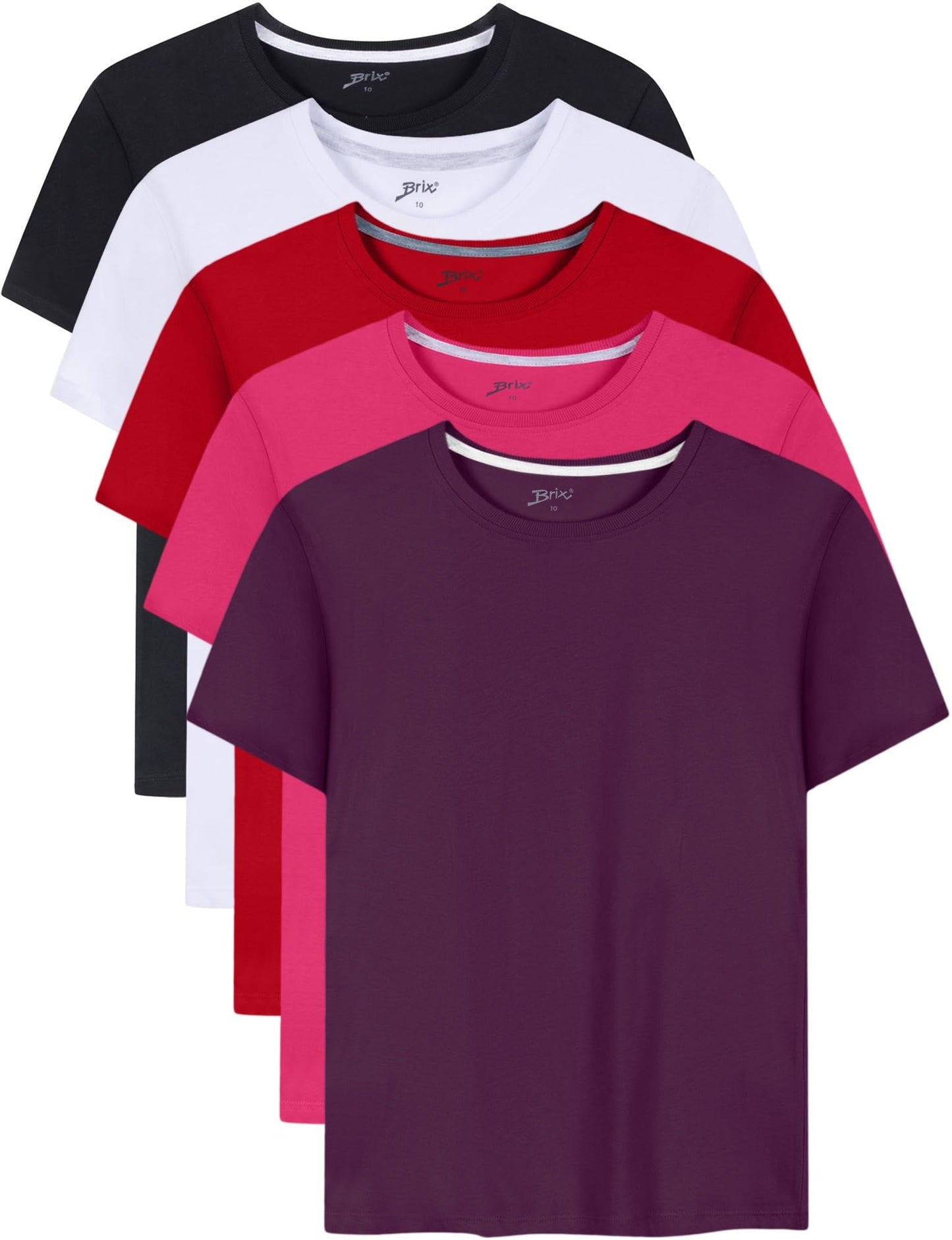 Brix Girls' 5-Pack Cotton Short Sleeve Tees