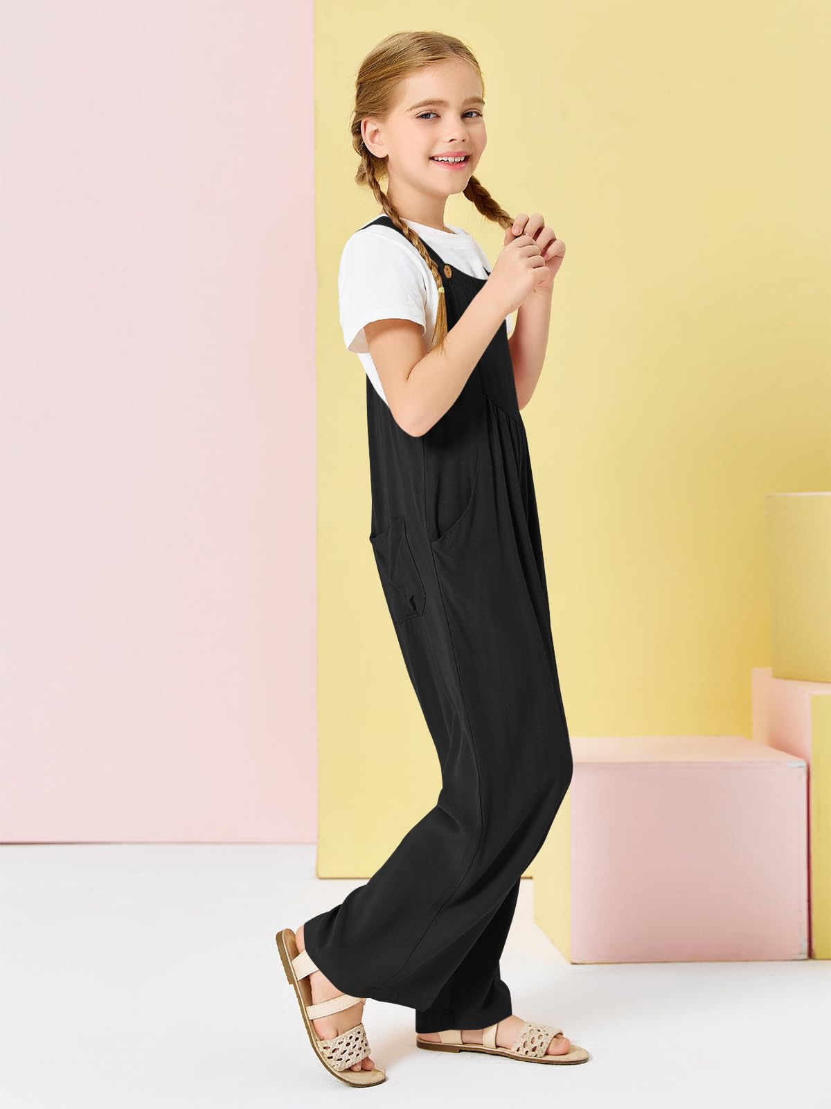 Haloumoning Girls Sleeveless Jumpsuit