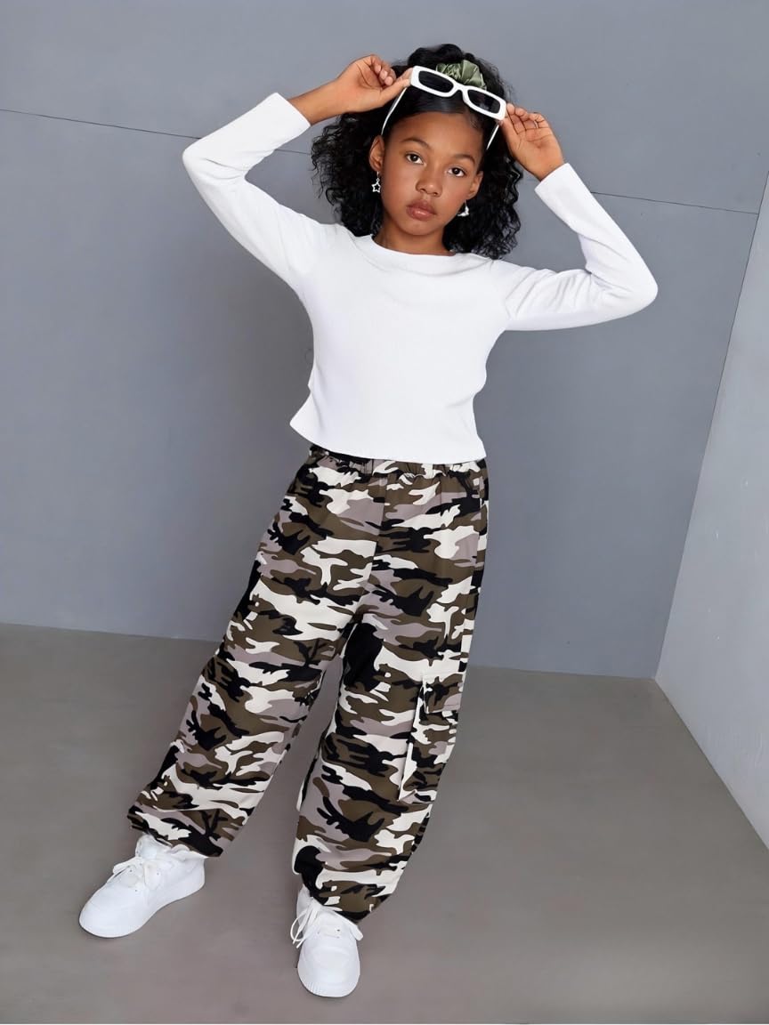 Tween Girls' 2-Piece Long Sleeve Top & Cargo Pants Set