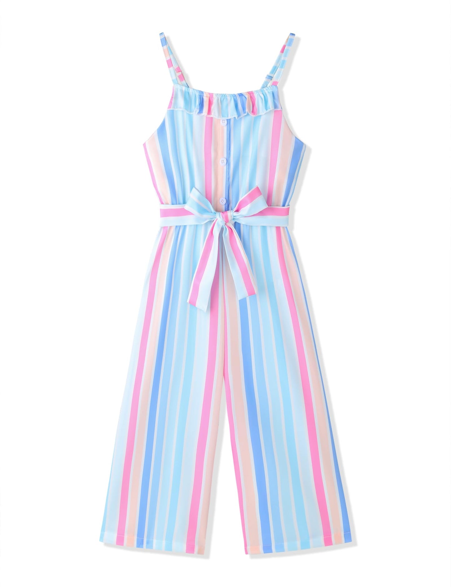 Crazyme Girls Striped Sleeveless Jumpsuit