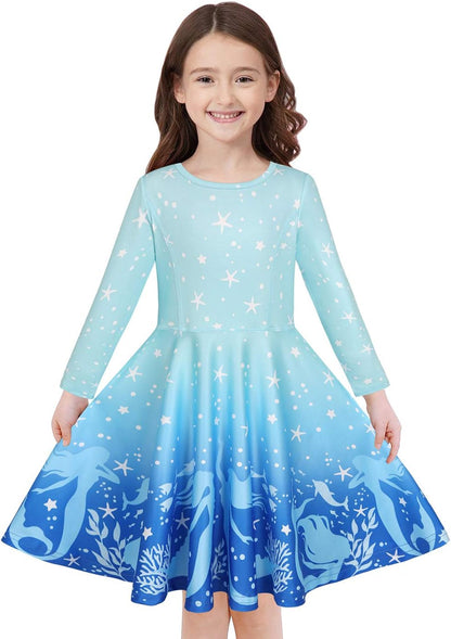 Quedoris Girls' Unicorn Print Twirly Dress