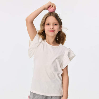 Girls' Striped Ruffle Sleeve T-Shirt