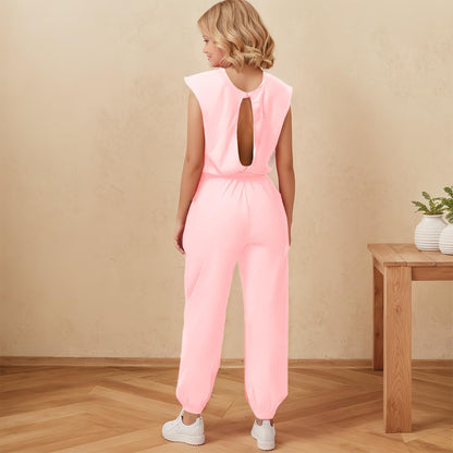 Girls Casual Jumpsuit – Crew Neck Romper with Pockets