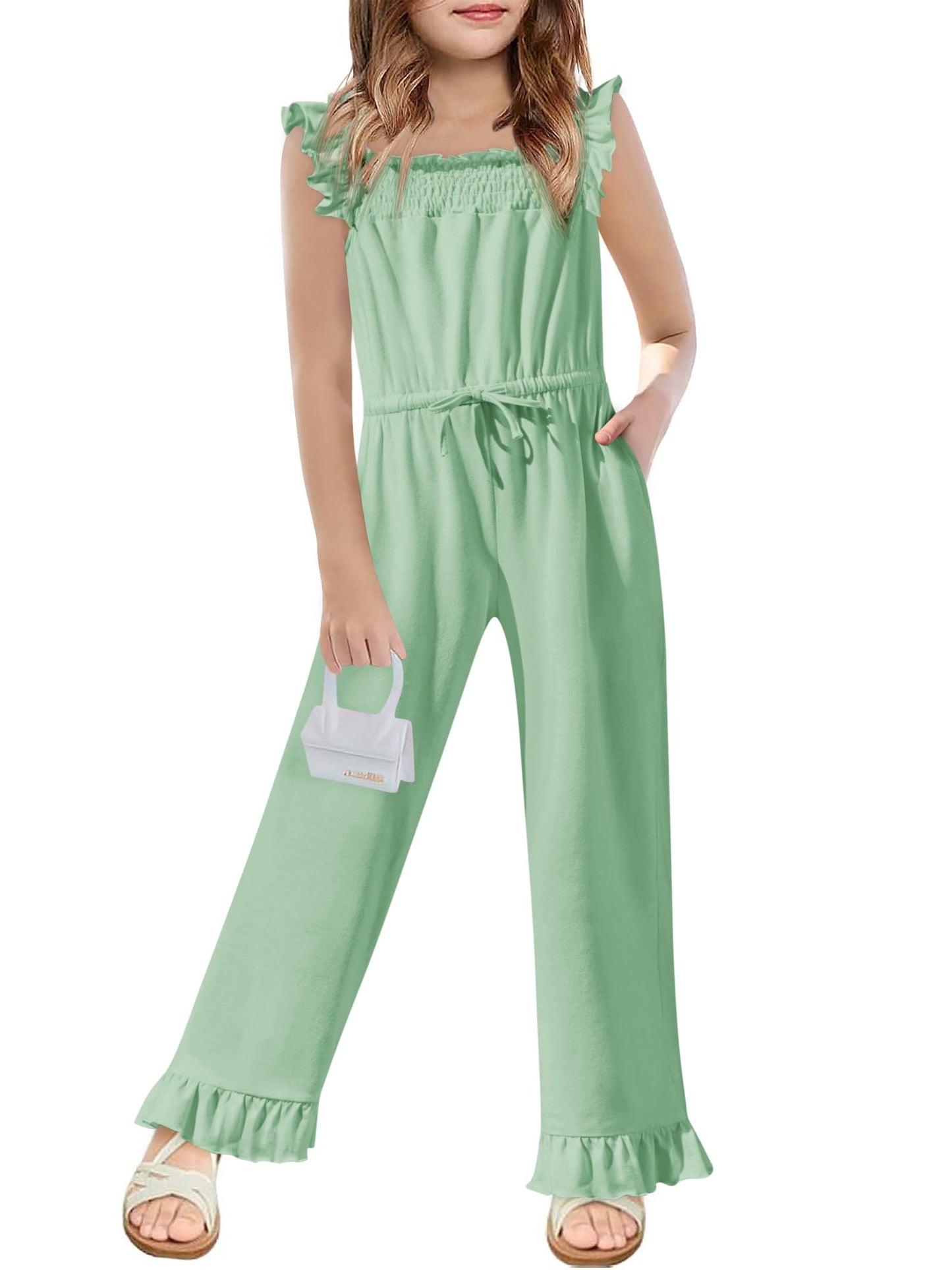 Yousify Girls Ruffle Sleeve Jumpsuit