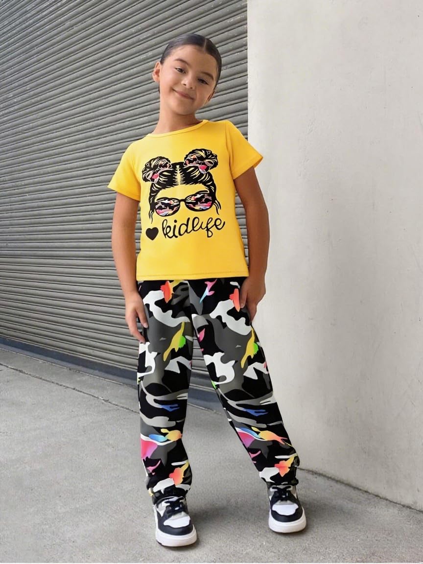 Toddler Girls' 2-Piece Top & Camo Pants Set